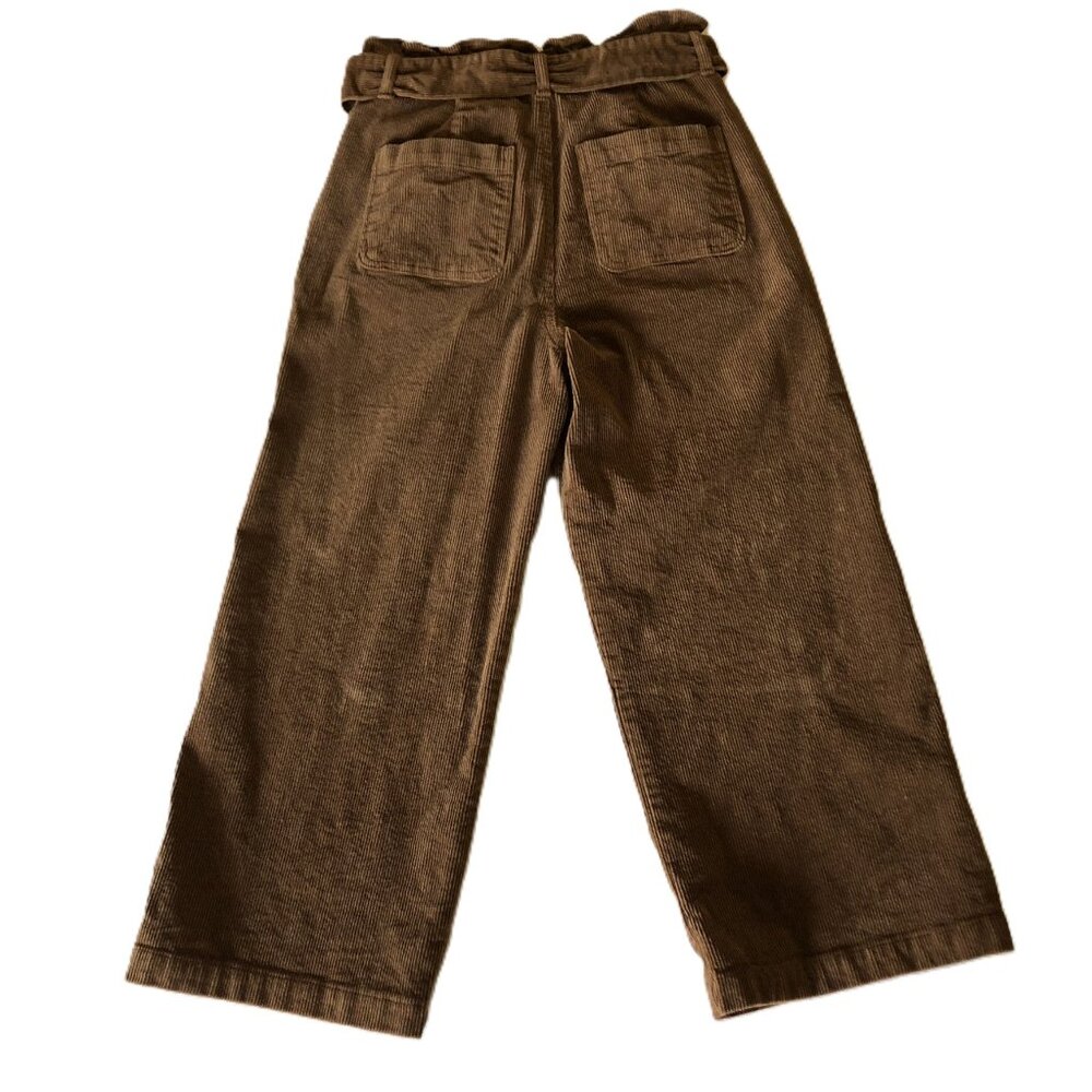 Tgla Corduroy Wide Leg Pants Belted Size XS W26 Paper bag Brown 4 Pockets - Picture 8 of 16